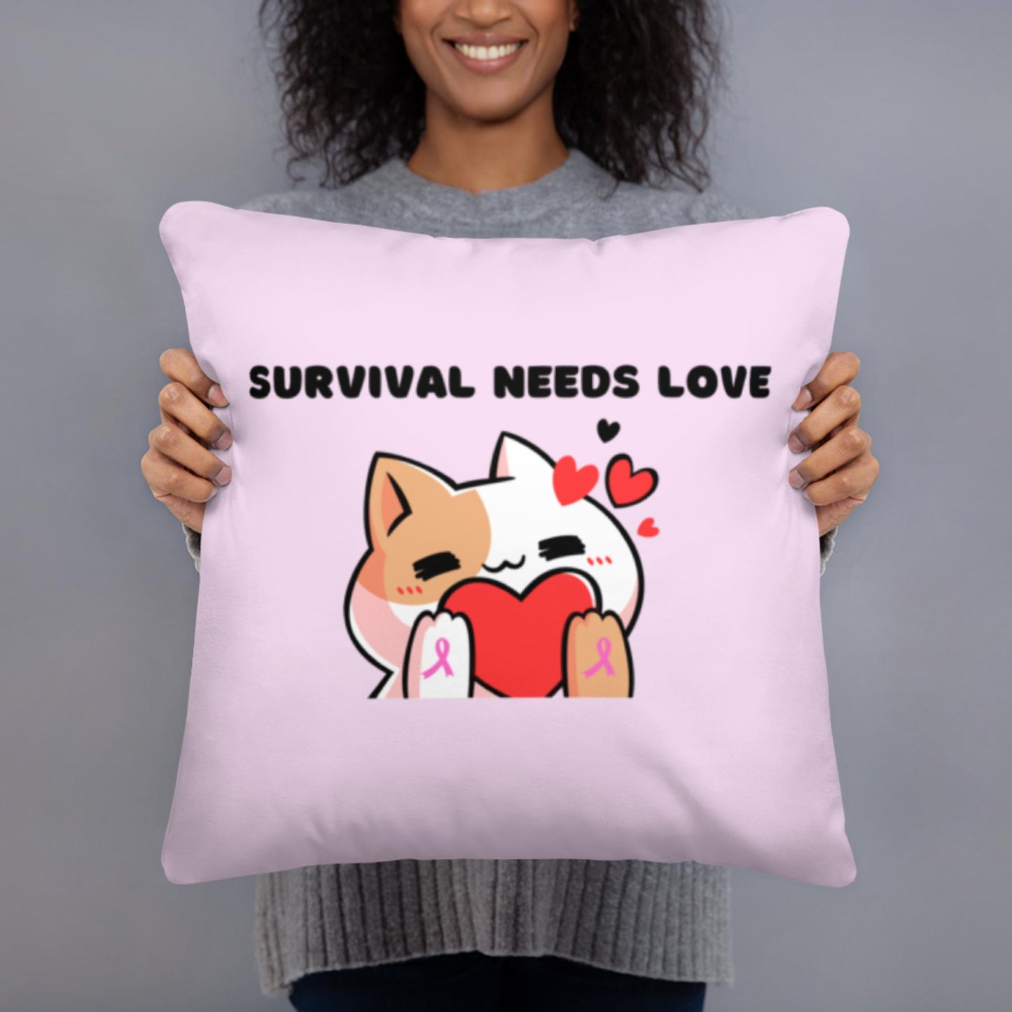 Survival Needs Love Pillow- Pink Ribbon Edition