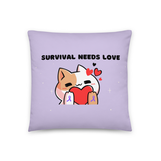 Survival Needs Love Pillow-Purple Ribbon Edition