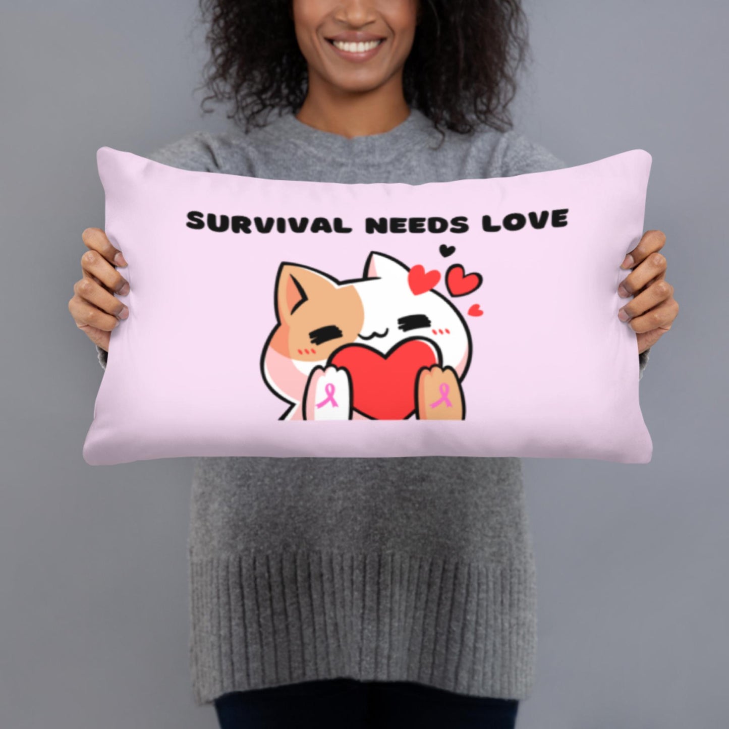 Survival Needs Love Pillow- Pink Ribbon Edition