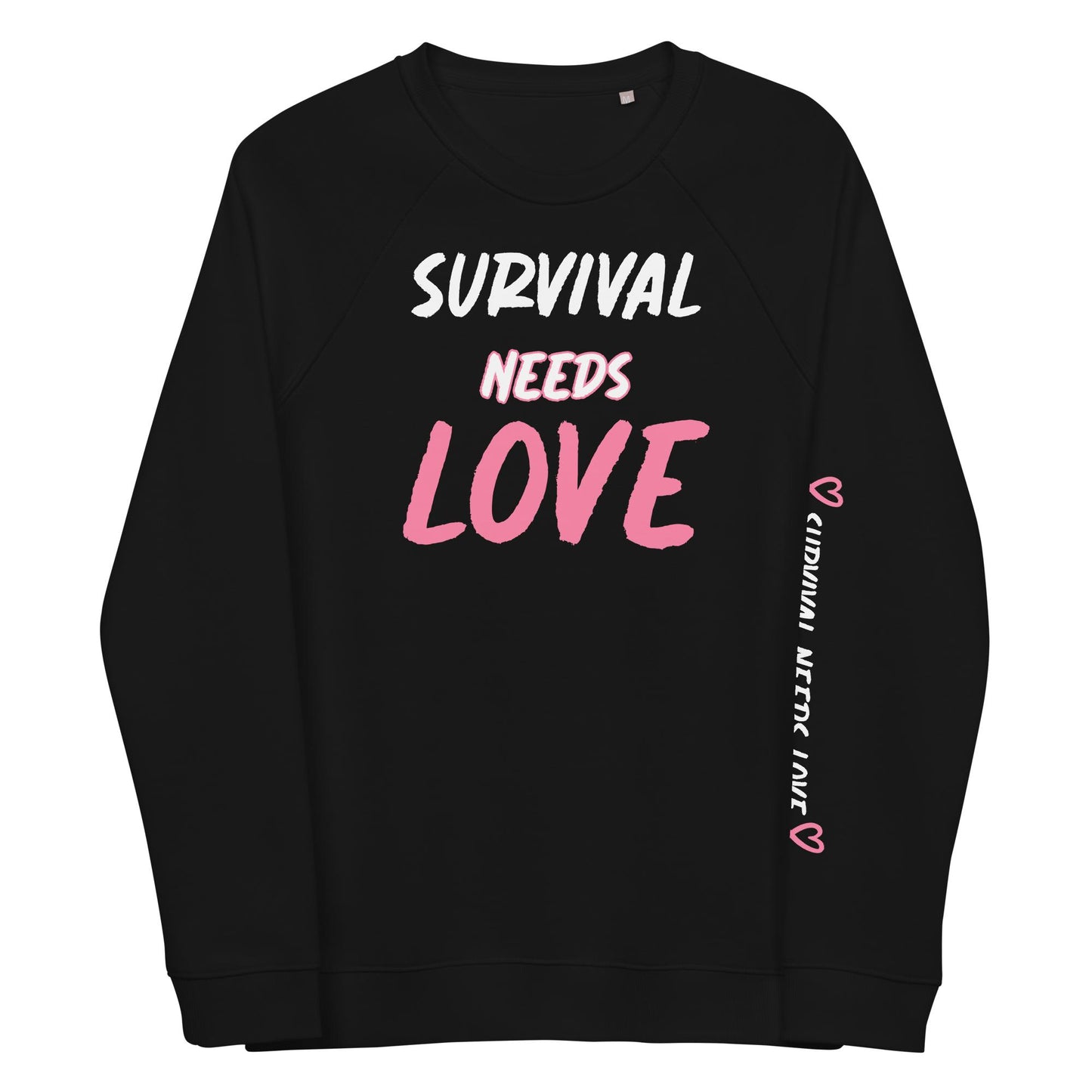 "Survival Needs Love" Breast Cancer Awareness Black Sweatshirt